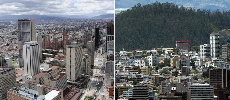 Imágenes panorámicas de Bogotá y Quito. Fotos: Archivo