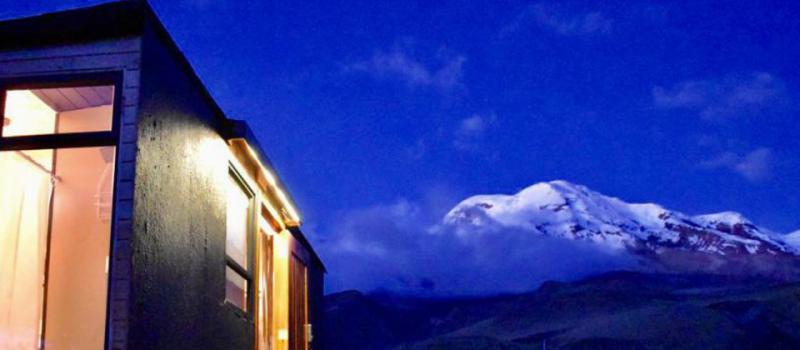 La casa rodante fue instalada en un terreno de 1 500 m2 con una vista hacia el volcán Chimborazo. Los turistas se hospedan desde diciembre pasado. FOTO: cortesía: Bajo Cielo